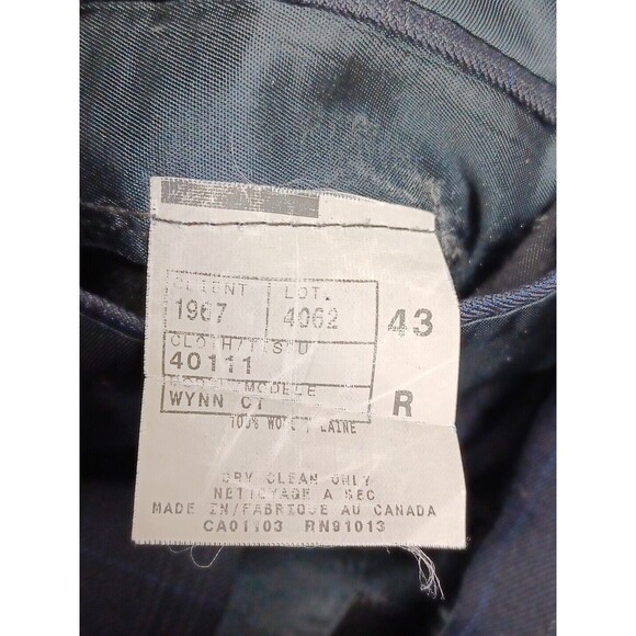 Paul Dione Wool Suit Sport Coat Blazer Dark Blue Windowpane 43R Pants 36x28.5 - Picture 10 of 11